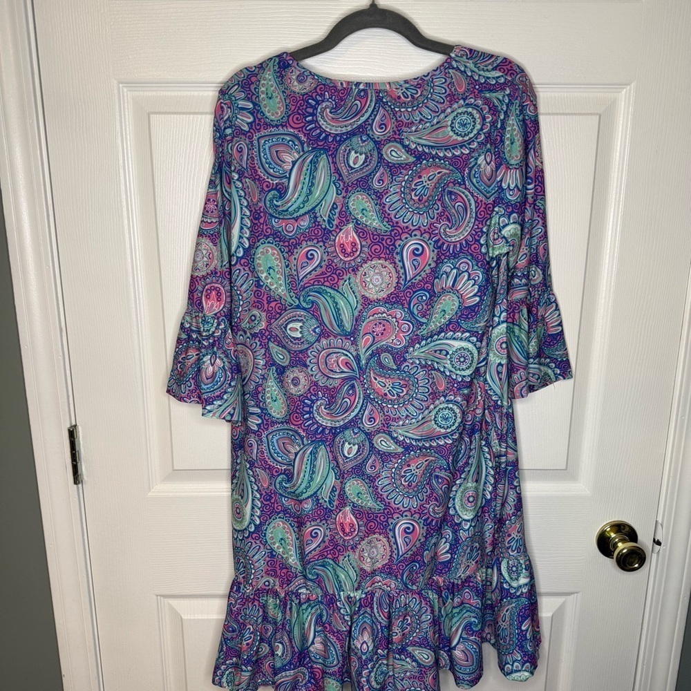 Simply Southern Long Sleeve Paisley Dress - Purple Pink and Teal Size Large GUC - Picture 4 of 6